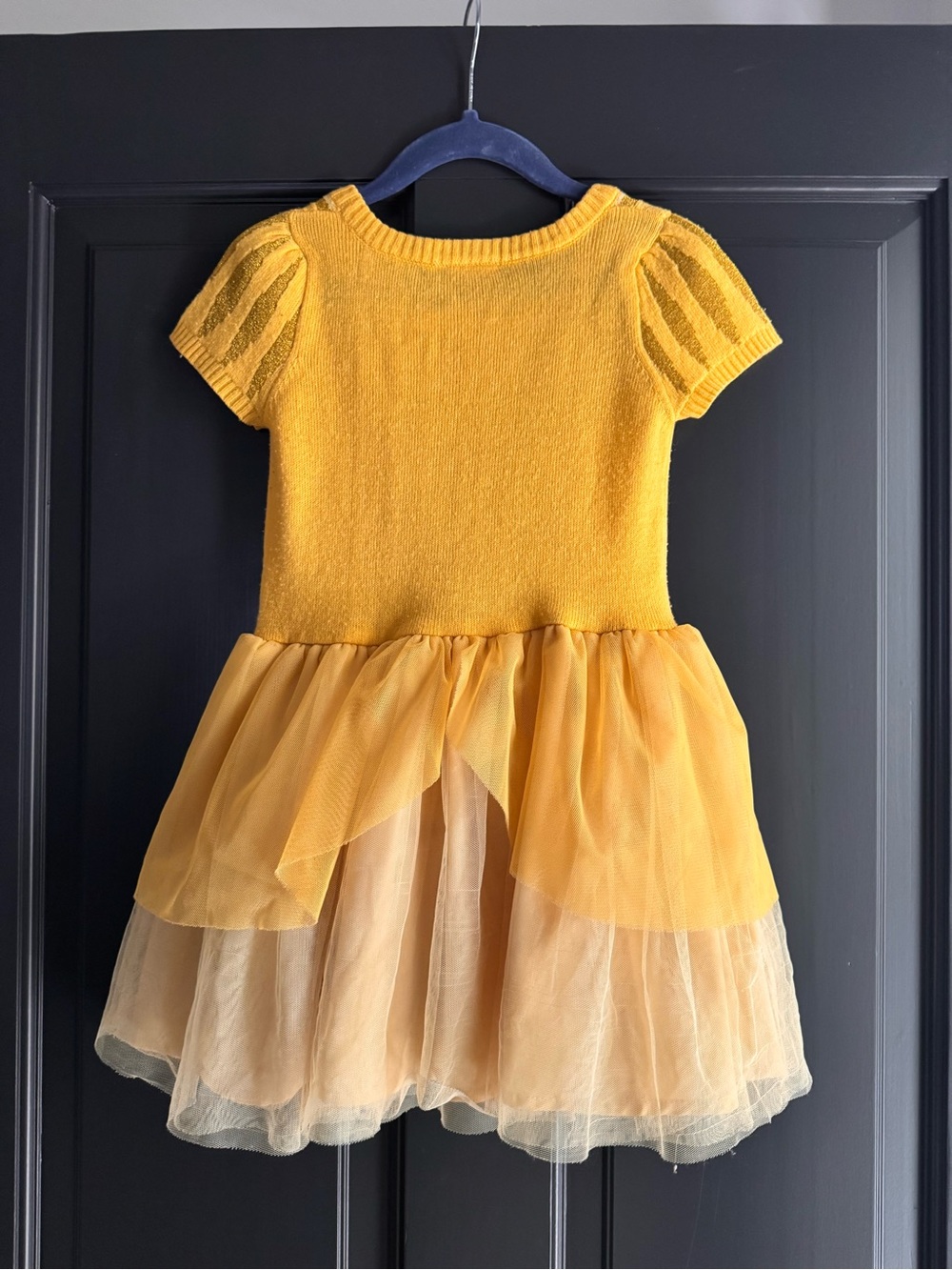 Disney Princess Short Sleeve Sweater Dress Tulle Skirt Belle 4T - Picture 2 of 3